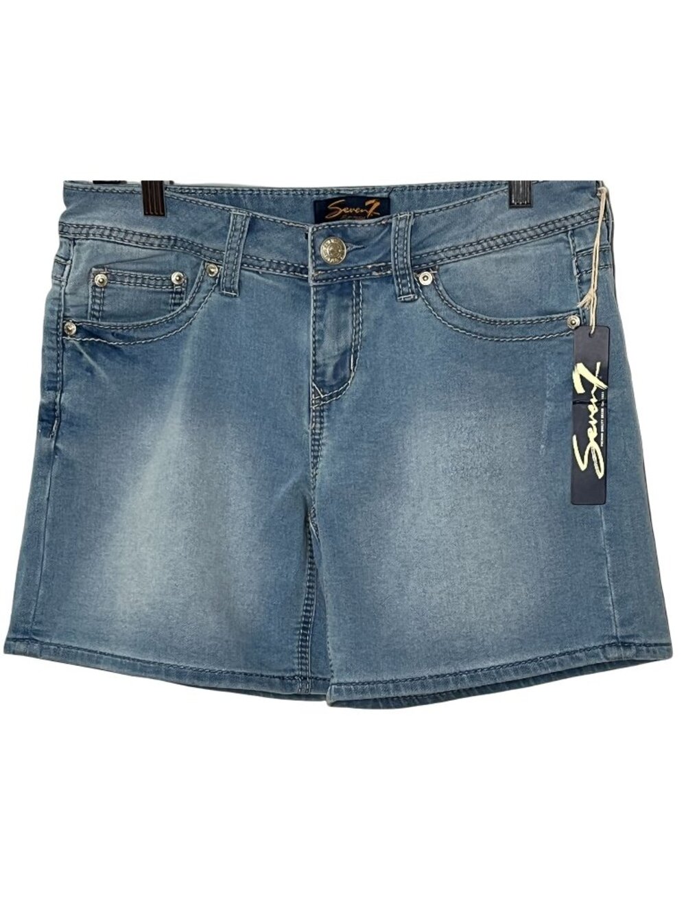 Seven7 Denim Shorts Womens 4 Light Wash Stretch Mid Rise Casual Summer